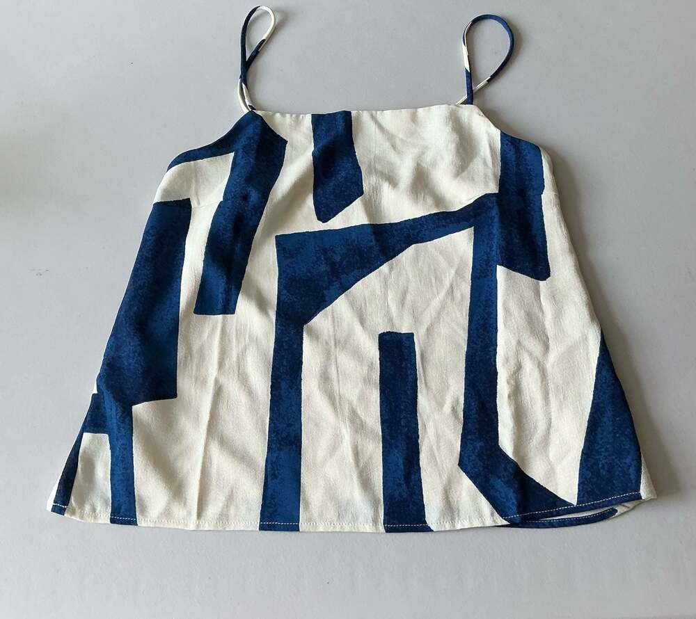 White Birch Cora Navy & Cream Geometric Tank Top Size S